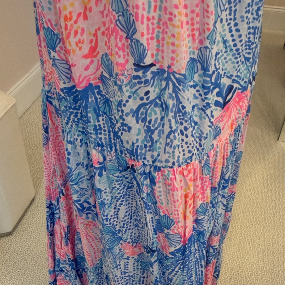 Lilly Pulitzer Dezi Pink and Blue Floral Maxi Dress - Picture 4 of 6